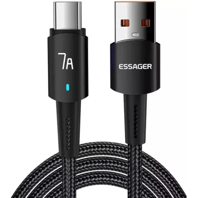 Кабель Essager Sunset Type-C 7A USB charging and data 100W Fully compatible cable 3m (EXC7A-CGC01-P) Black