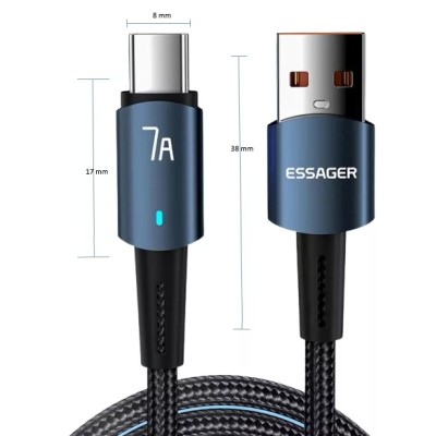 Кабель Essager Sunset Type-C 7A USB Charging And Data Fully Compatible Cable 1m (EXC7A-CG03-P) Blue