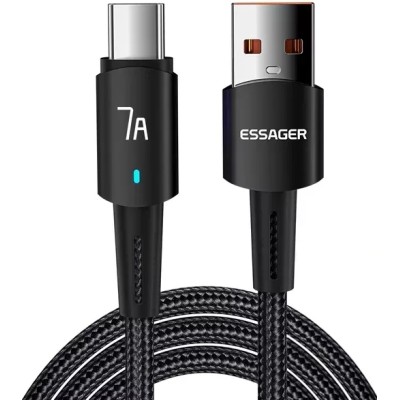 Кабель Essager Sunset Type-C 7A USB charging and data Fully compatible cable 2m (EXC7A-CGA01-P) Black