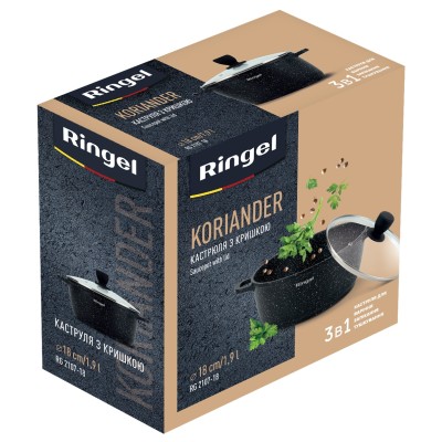 Каструля RINGEL Koriander алюм 18 см з кришкою 1.9 л (RG-2107-18) Каструля RINGEL Koriander алюм 18 см з кришкою 1.9 л (RG-2107-18)