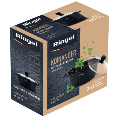 Каструля RINGEL Koriander алюм 20 см з кришкою 2.4 л (RG-2107-20) Каструля RINGEL Koriander алюм 20 см з кришкою 2.4 л (RG-2107-20)