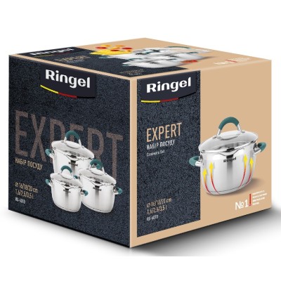 Набір посуду RINGEL EXPERT Набір каструль 6 пр. 1.6 л+2.5 л+3.5 л (RG-6010)