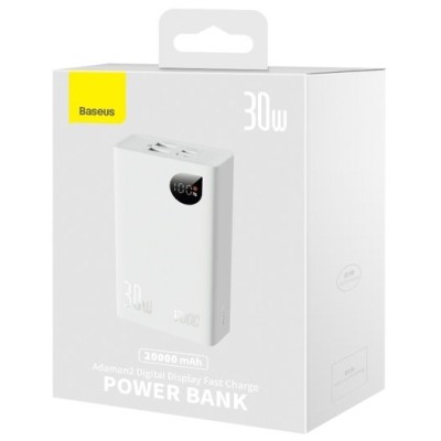 Портативна батарея Baseus 20000mAh 30W Adaman 2 OE (PPAD080102) White Портативна батарея Baseus 20000mAh 30W Adaman 2 OE (PPAD080102) White