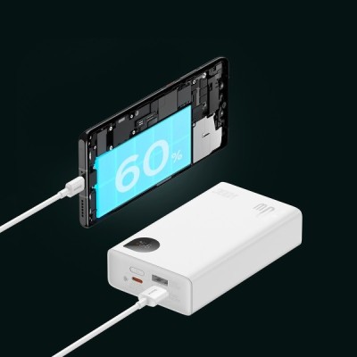 Портативна батарея Baseus 20000mAh 30W Adaman 2 OE (PPAD080102) White Портативна батарея Baseus 20000mAh 30W Adaman 2 OE (PPAD080102) White
