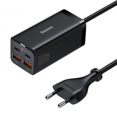 Зарядний Пристрій Baseus GaN3 Pro 100W (2 Type-C + 2 USB) (CCGP000101) Black