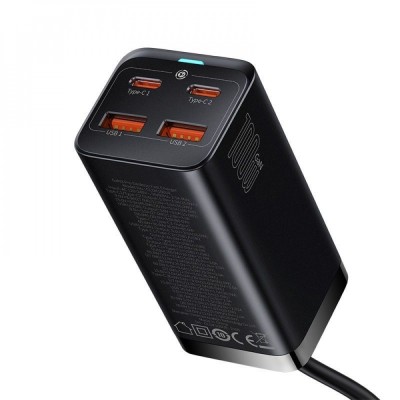 Зарядний Пристрій Baseus GaN3 Pro 100W (2 Type-C + 2 USB) (CCGP000101) Black
