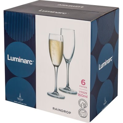 Келих LUMINARC RAINDROP /НАБІР/ 6Х160 мл д/шампанського (V5929)