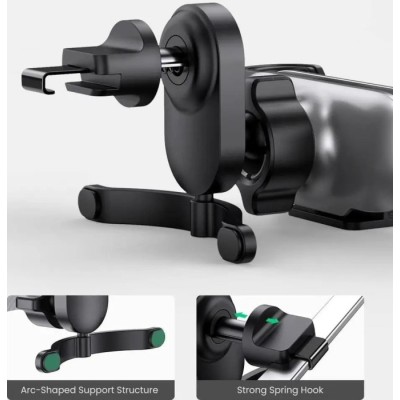 Автомобільний тримач UGREEN LP228 Gravity Drive Air Vent Car Mount Phone Holder With Arc-Shaped Mounting Clip (80871) Black