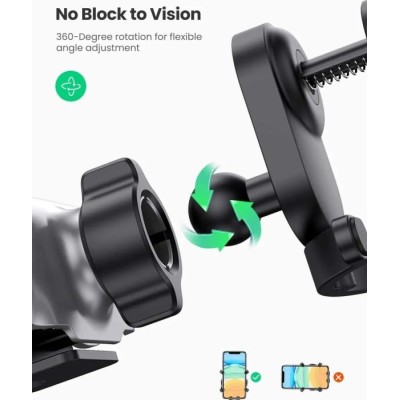 Автомобільний тримач UGREEN LP228 Gravity Drive Air Vent Car Mount Phone Holder With Arc-Shaped Mounting Clip (80871) Black