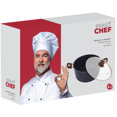 Каструля BRAVO CHEF класична 24 см (4.1 л) з кришкою (BC-2101-24)