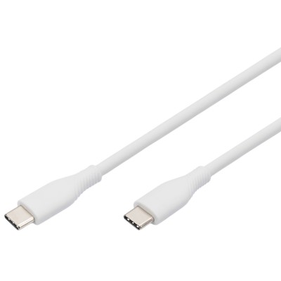Кабель для зарядки USB-C, USB-C - USB-C 1 м, USB 2.0, 60W, силіконовий, білий AK-300341-010-W DIGITUS by ASSMANN