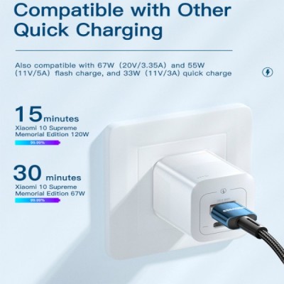 Кабель Essager Sunset USB A to Type C 120W USB Charging Cable 1m (EXC120-CG03-P) Blue
