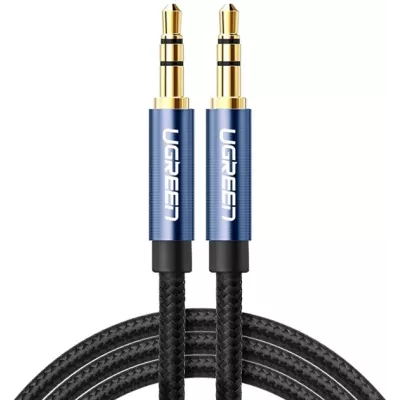 Кабель UGREEN AV112 3.5mm Male To 3.5mm Male Cable Gold Plated Metal Case With Braid 1m Blue (10685)