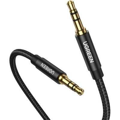 Кабель UGREEN AV112 3.5mm Male To 3.5mm Male Cable Gold Plated Metal Case With Braid 2m Black (50363)