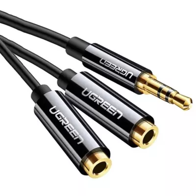 Кабель UGREEN AV123 3.5mm Stereo Audio Splitter Cable With Braid 20cm Black (10532)