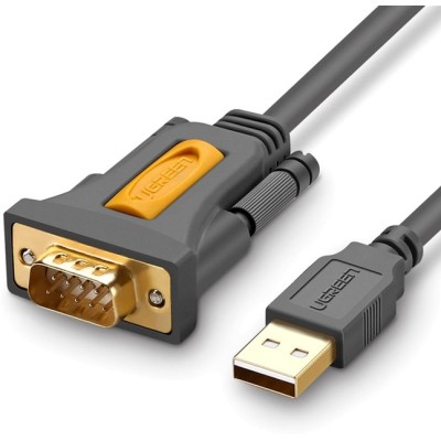 Кабель UGREEN CR104 USB to DB9 RS-232 Male Adapter Cable 2m (20222) Black