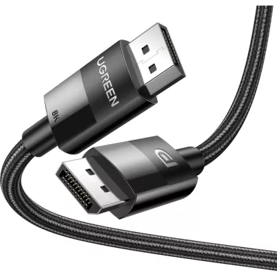 Кабель UGREEN DP114 DP 1.4 Male To Male Plastic Case Braided Cable 3m (80393) Black