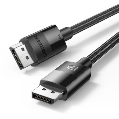 Кабель UGREEN DP114 DP 1.4 Male To Male Plastic Case Braided Cable 3m (80393) Black