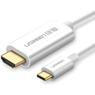 Кабель UGREEN MM121 USB Type-C To HDMI Cable Male To Male ABS Case 1.5m (30841) White