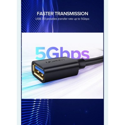 Кабель UGREEN US129 USB 3.0 Extension Male Cable 0.5m (30125) Black