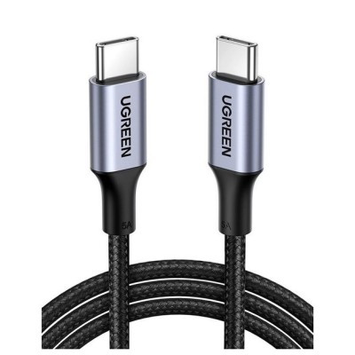 Кабель UGREEN US161 USB Type-C Male To USB Type-C 100W Male Cable Nickel Plating Aluminum Shell 3A 1.5m Gray (50751)