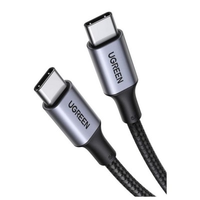 Кабель UGREEN US161 USB Type-C Male To USB Type-C 100W Male Cable Nickel Plating Aluminum Shell 3A 1.5m Gray (50751)