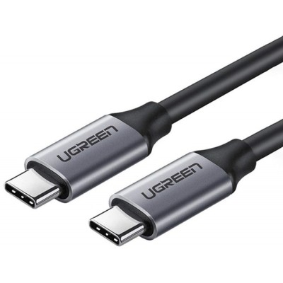 Кабель UGREEN US161 USB Type-C Male To USB Type-C 100W Male Cable Nickel Plating Aluminum Shell 3A 1.5m Gray (50751)
