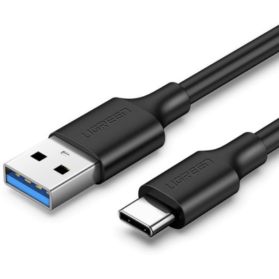 Кабель UGREEN US184 USB 3.0 To USB Type-C Male Cable Nickel Plating 3A 0.5m Black (20881)