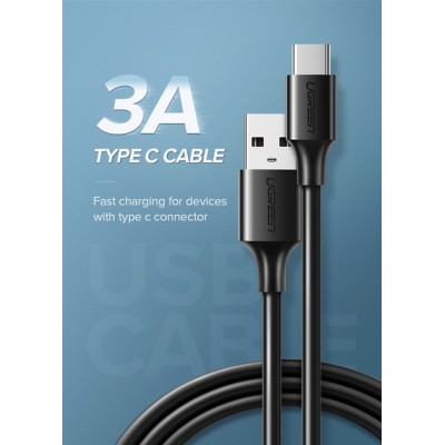 Кабель UGREEN US287 USB 2.0 To USB Type-C Cable Nickel Plating 3A 0.5m Black (60115)