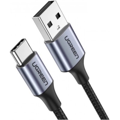 Кабель UGREEN US288 USB 2.0 To USB Type-C Cable Nickel Plating Aluminum Braid 3A 0.5m Black (60125)