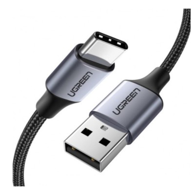 Кабель UGREEN US288 USB 2.0 To USB Type-C Cable Nickel Plating Aluminum Braid 3A 0.5m Black (60125)