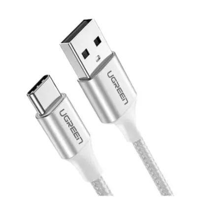 Кабель UGREEN US288 USB 2.0 To USB Type-C Cable Nickel Plating Aluminum Braid 3A 0.5m White (60130)