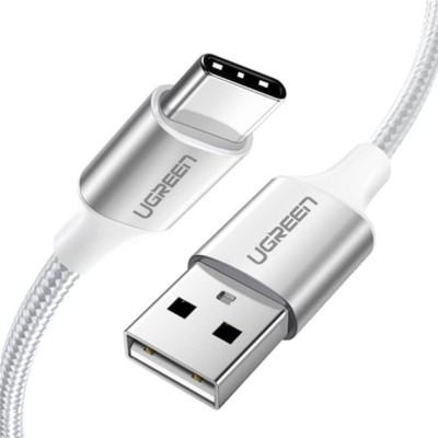 Кабель UGREEN US288 USB 2.0 To USB Type-C Cable Nickel Plating Aluminum Braid 3A 1m White (60131)