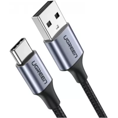Кабель UGREEN US288 USB 2.0 To USB Type-C Cable Nickel Plating Aluminum Braid 3A 2m Black (60128)