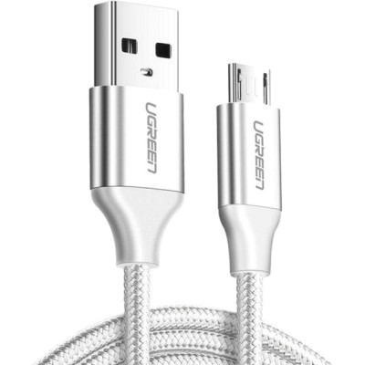 Кабель UGREEN US290 USB 2.0 To Micro Cable Nickel Plating Aluminum Braid 2A 1.5m White (60152) Кабель UGREEN US290 USB 2.0 To Micro Cable Nickel Plating Aluminum Braid 2A 1.5m White (60152)