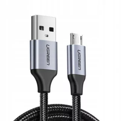 Кабель UGREEN US290 USB 2.0 To Micro Cable Nickel Plating Aluminum Braid 2A 2m Black (60148)