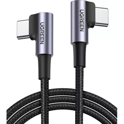 Кабель UGREEN US323 Angled USB Type-C To Angled USB Type-C 60W Cable Aluminum Case With Braided 3A 2m Black (70531)