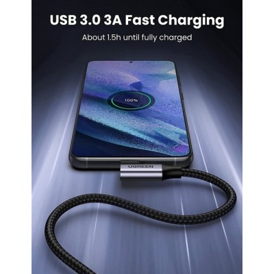 Кабель UGREEN US385 USB-A Male To USB-C Male 3.0 3A 90-Degree Angled Cable 1m Black (20299) Кабель UGREEN US385 USB-A Male To USB-C Male 3.0 3A 90-Degree Angled Cable 1m Black (20299)