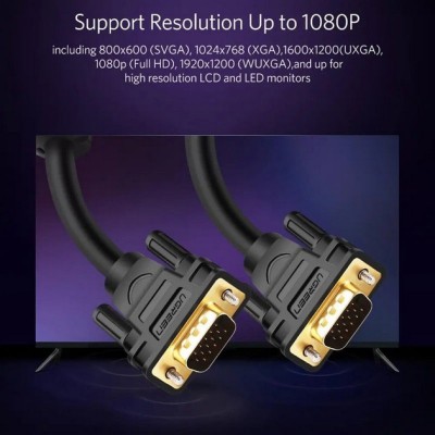 Кабель UGREEN VG101 VGA Male to Male Cable 2m (11646) Black