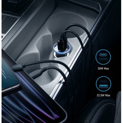 авто зарядка ANKER PowerDrive 323 – 30W PD + 22.5W USB-A (Чорний)