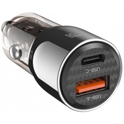 авто зарядка XO CC58 95W Car Charger Type-C PD 65W + USB-A 30W (Сірий)