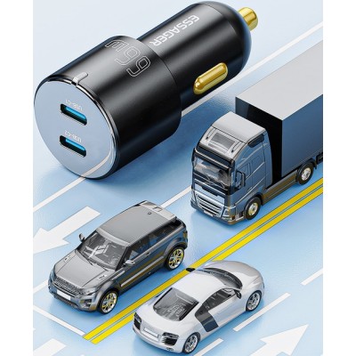 Автомобільний Зарядний пристрій Essager City Dual Type-C Car Charger 66W (ECC2C-FF01) Black Автомобільний Зарядний пристрій Essager City Dual Type-C Car Charger 66W (ECC2C-FF01) Black