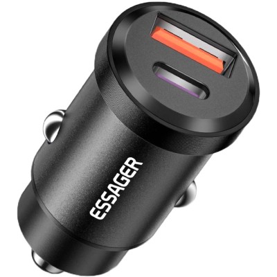 Автомобільний Зарядний пристрій Essager Gyroscope Mini 45W Car Charger USB-A + Type-C (ECCAC45-TL01-Z) Black Автомобільний Зарядний пристрій Essager Gyroscope Mini 45W Car Charger USB-A + Type-C (ECCAC45-TL01-Z) Black