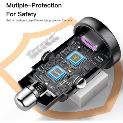 Автомобільний Зарядний пристрій Essager Gyroscope Mini 45W Car Charger USB-A + Type-C (ECCAC45-TL01-Z) Black Автомобільний Зарядний пристрій Essager Gyroscope Mini 45W Car Charger USB-A + Type-C (ECCAC45-TL01-Z) Black