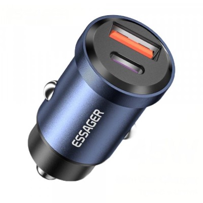 Автомобільний Зарядний пристрій Essager Gyroscope Mini 45W Car Charger USB-A + Type-C (ECCAC45-TL03-Z) Blue Автомобільний Зарядний пристрій Essager Gyroscope Mini 45W Car Charger USB-A + Type-C (ECCAC45-TL03-Z) Blue