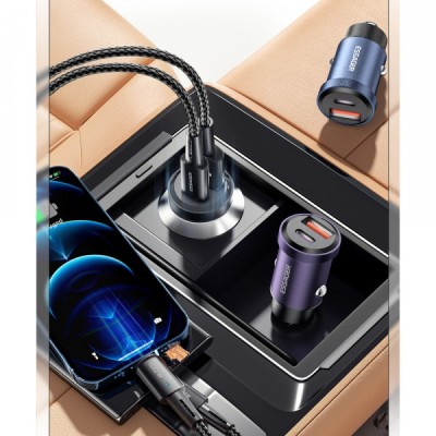 Автомобільний Зарядний пристрій Essager Gyroscope Mini 45W Car Charger USB-A + Type-C (ECCAC45-TL03-Z) Blue Автомобільний Зарядний пристрій Essager Gyroscope Mini 45W Car Charger USB-A + Type-C (ECCAC45-TL03-Z) Blue