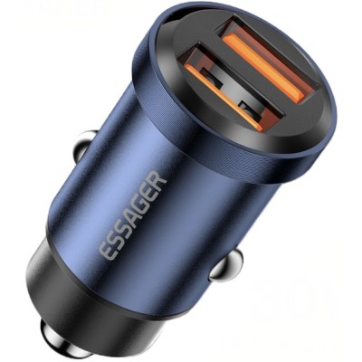Автомобільний Зарядний пристрій ESSAGER Gyroscope Mini Charger USB-A + USB-A 30W (ECC2A-TL03) Blue Автомобільний Зарядний пристрій ESSAGER Gyroscope Mini Charger USB-A + USB-A 30W (ECC2A-TL03) Blue