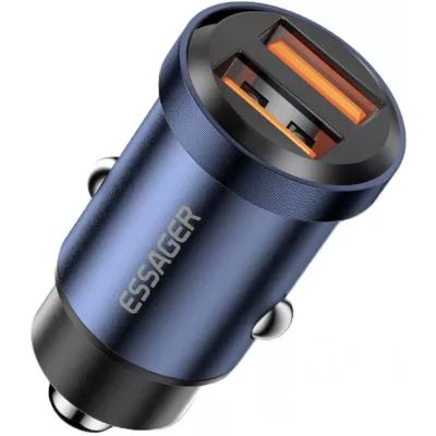 Автомобільний Зарядний пристрій ESSAGER Gyroscope Mini Charger USB-A + USB-A 30W (ECC2A-TL03) Blue