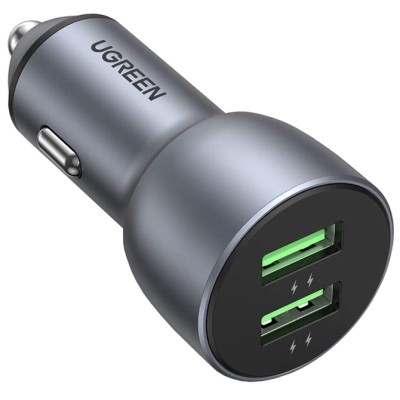 Автомобільний Зарядний пристрій UGREEN CD213 QC 3.0+QC 3.0 Dual USB-A 36W Fast Car Charger (10144) Dark Blue Автомобільний Зарядний пристрій UGREEN CD213 QC 3.0+QC 3.0 Dual USB-A 36W Fast Car Charger (10144) Dark Blue