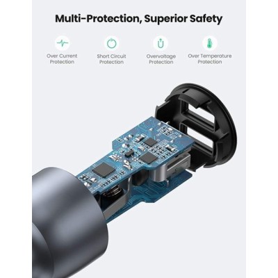 Автомобільний Зарядний пристрій UGREEN CD213 QC 3.0+QC 3.0 Dual USB-A 36W Fast Car Charger (10144) Dark Blue Автомобільний Зарядний пристрій UGREEN CD213 QC 3.0+QC 3.0 Dual USB-A 36W Fast Car Charger (10144) Dark Blue
